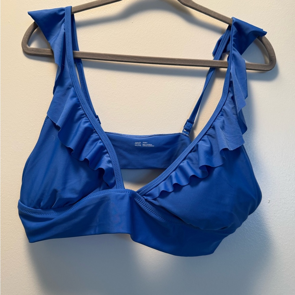 Aerie Blue Ruffled Bikini Top